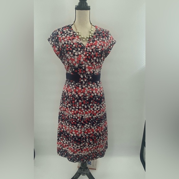 Boden blue red white dot textured dot Career Dress size 8 long - Picture 11 of 14